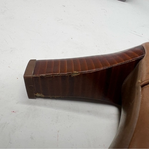 Franco Sarto Izaro Leather Lace Up Oxford Heels Booties Brown Tan Women’s US 8M - Picture 10 of 12